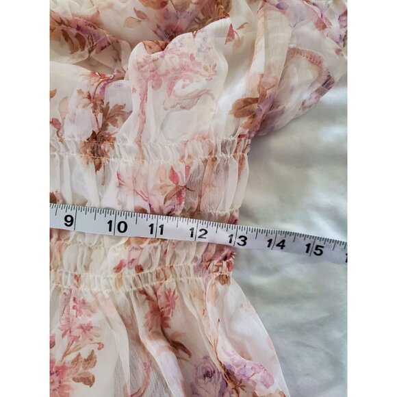 Lulus Babydoll Coquette Milkmaid Smocked Tiered Flowy Mini Dress Woman's Size M - Picture 13 of 16